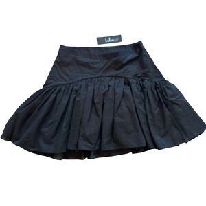 Lulus Black Tiered Mini Skirt Women's Small Ruffle‎ Hem NWT A-Line Skater Yoke